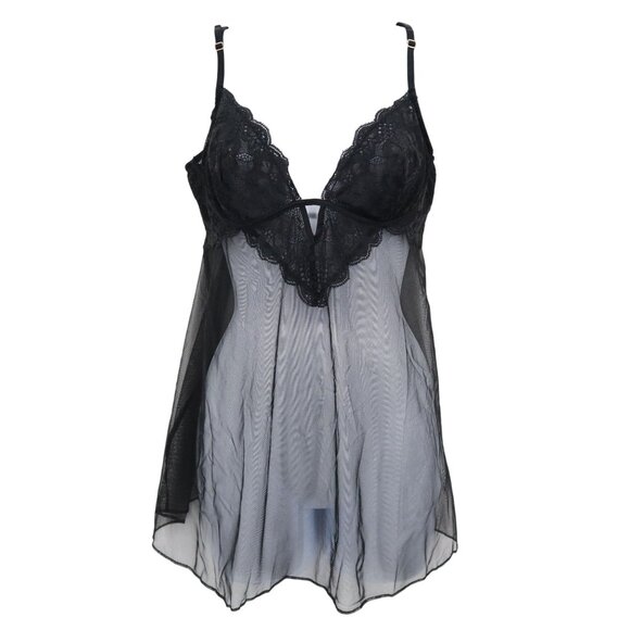 Victoria's Secret Other - Victoria's Secret Lace Babydoll Lingerie Womens L Black Gypsy Witchy Whimsigoth